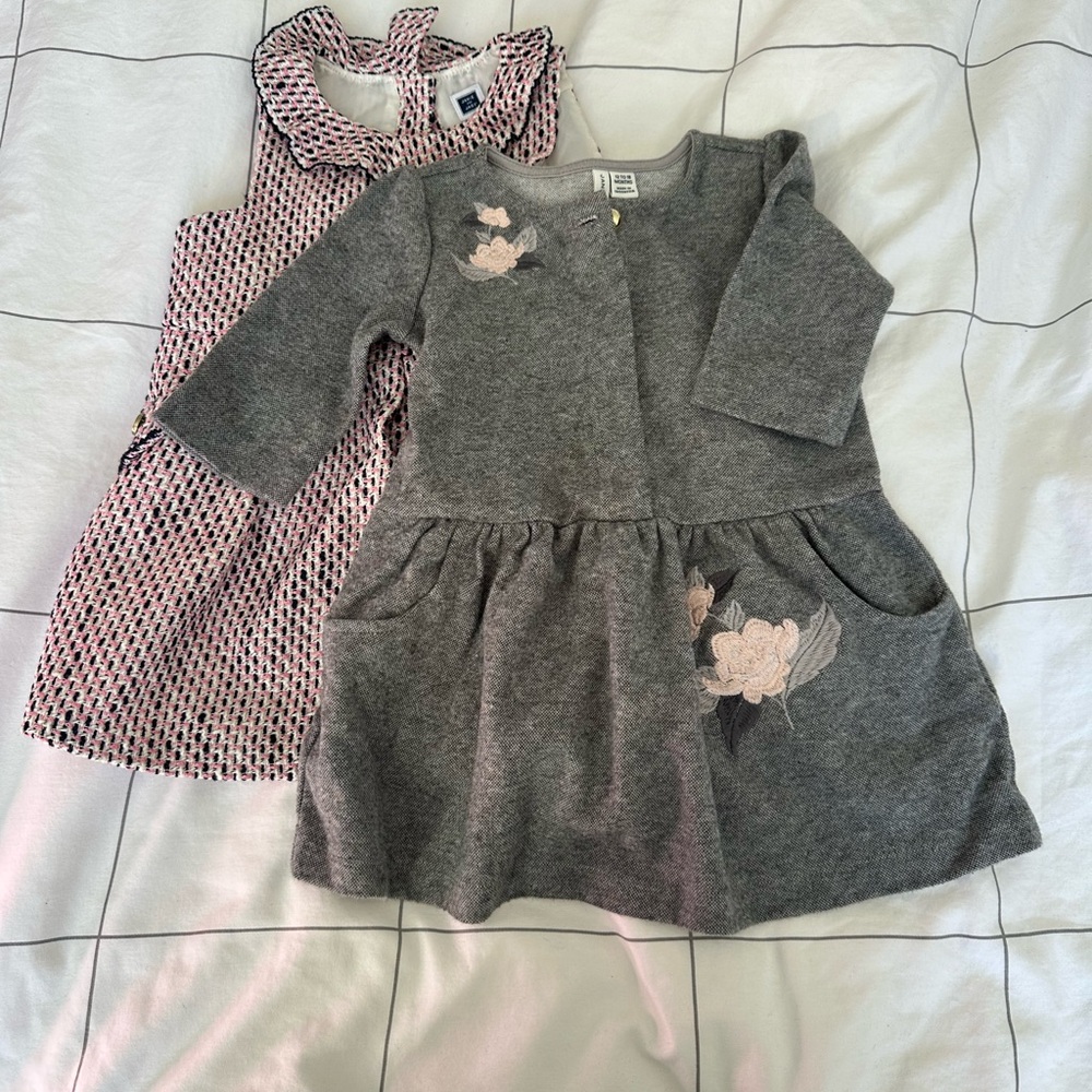 Gray and Pink Kids Dresses